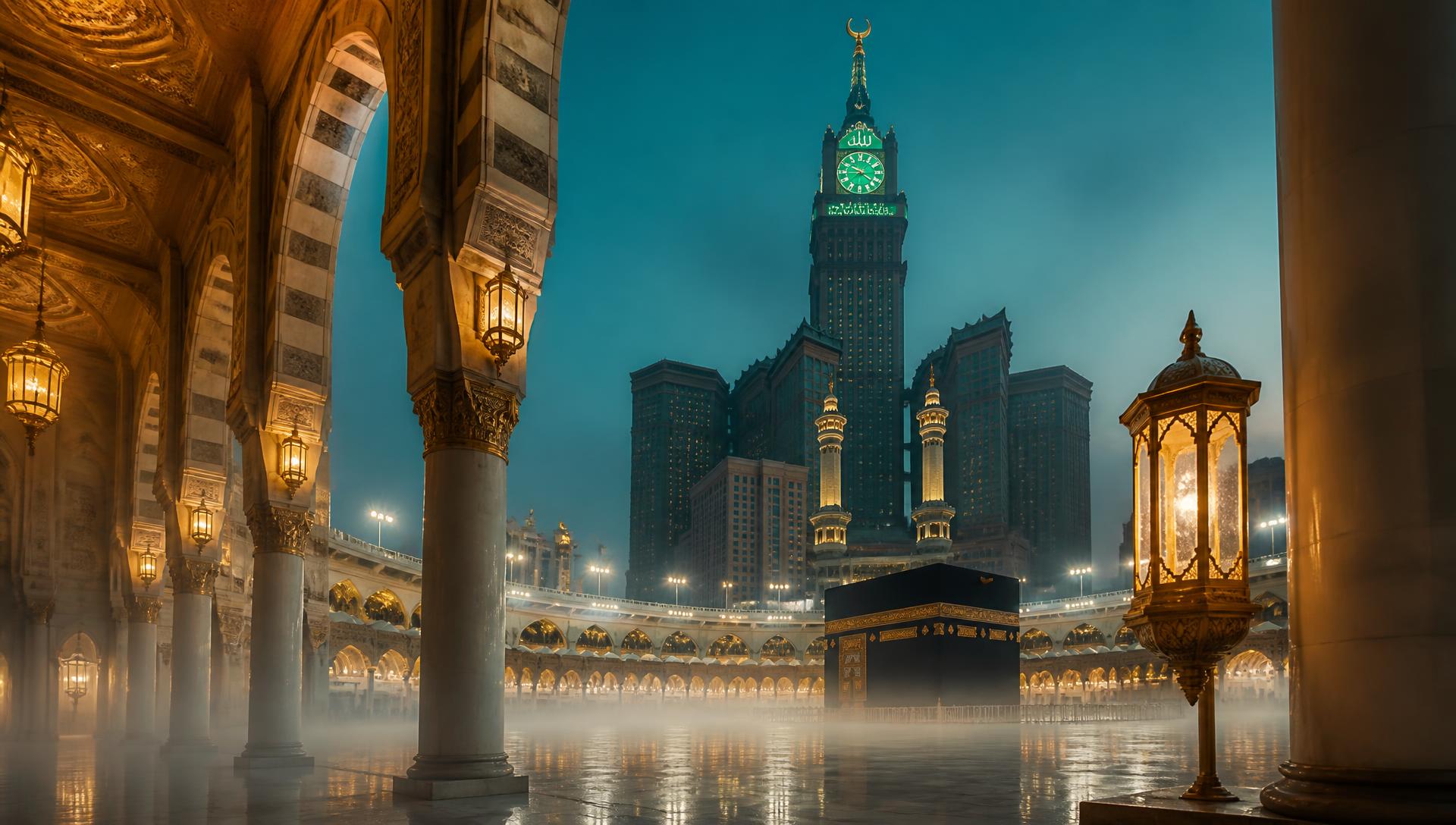Masjid al-Haram in Makkah at blue hour